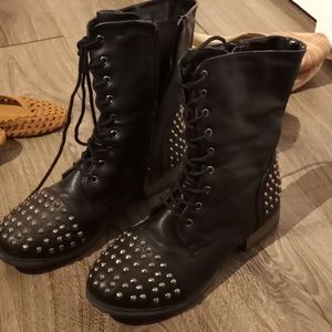 2 pairs size 8 1/2 and 10 of black stud boots
